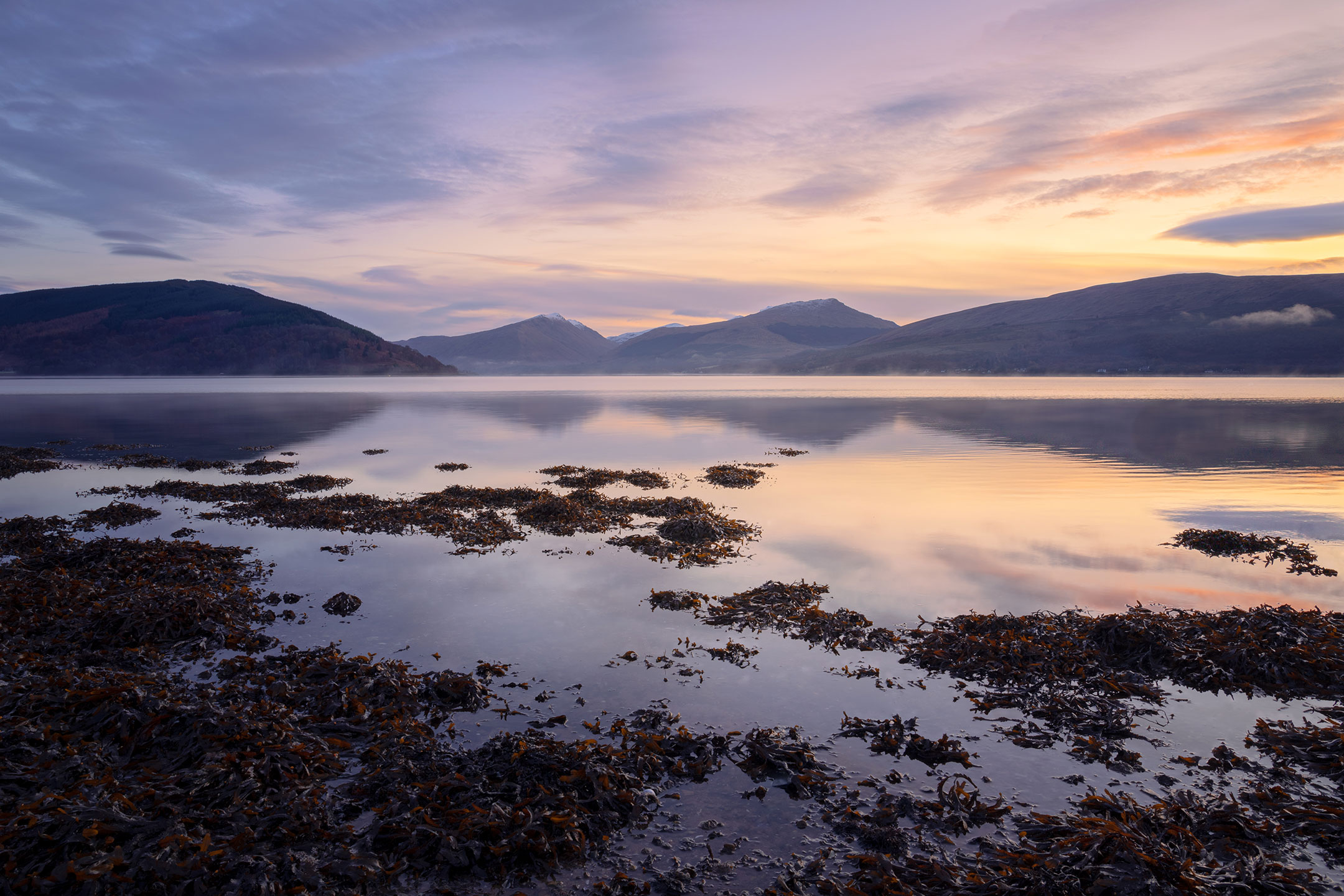 A peaceful sunrise at Loch Fyne, Inveraray, Scotland